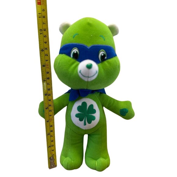 Good Luck Care Bear Super Hero 10” Plush Green Clover 2009 Classic - Picture 5 of 5
